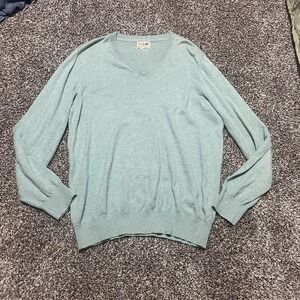 LLBean Mens Blue V Neck Cotton Cashmere Blend Sweater No Size